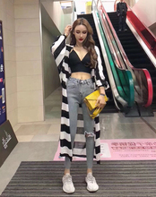 外套中长款 宽松空调衫 防晒衣衫 披肩冰丝针织衫 薄款 条纹开衫 女夏季