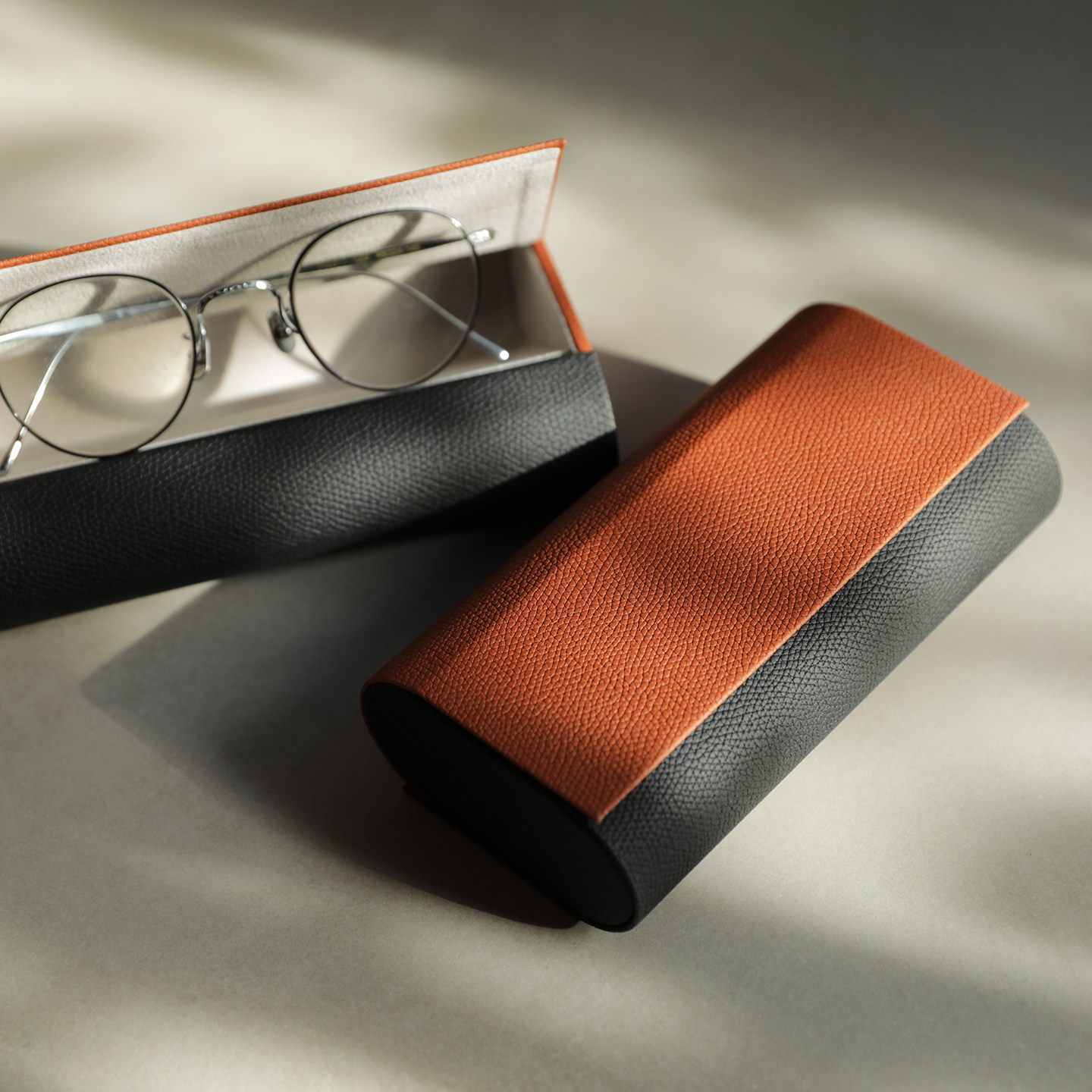 眼镜盒多格 放2个眼镜 便携抗压高品质手工盒 撞色复古