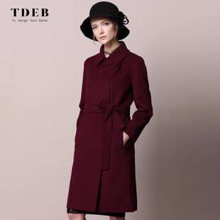 时尚双面呢羊毛大衣女士中长款2025冬季新款优雅系带高端毛呢外套