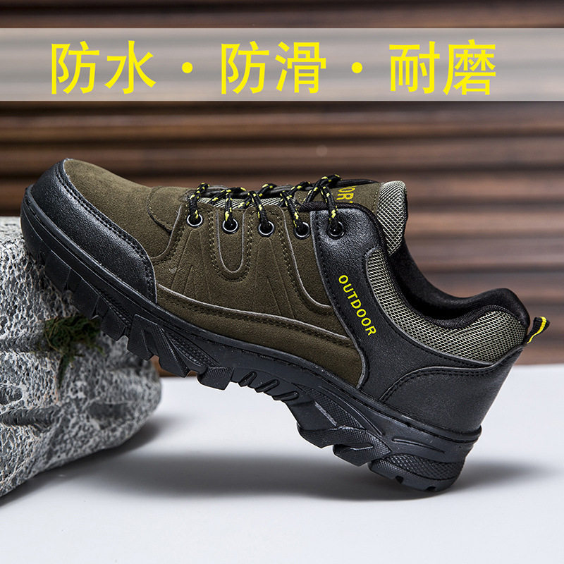 2025夏季新款橡胶底大码登山鞋防滑耐磨户外工装鞋磨砂皮运动