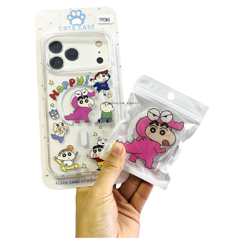 卡通套装支架磁吸手机壳适用于苹果17pro防摔全包14Max保护壳透明