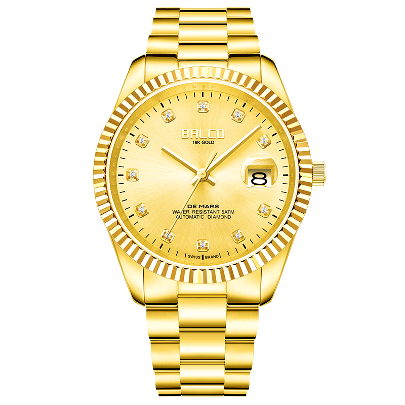 【送礼选瑞士金钻表】瑞士机芯11颗真钻全自动机械表镀24K男手表