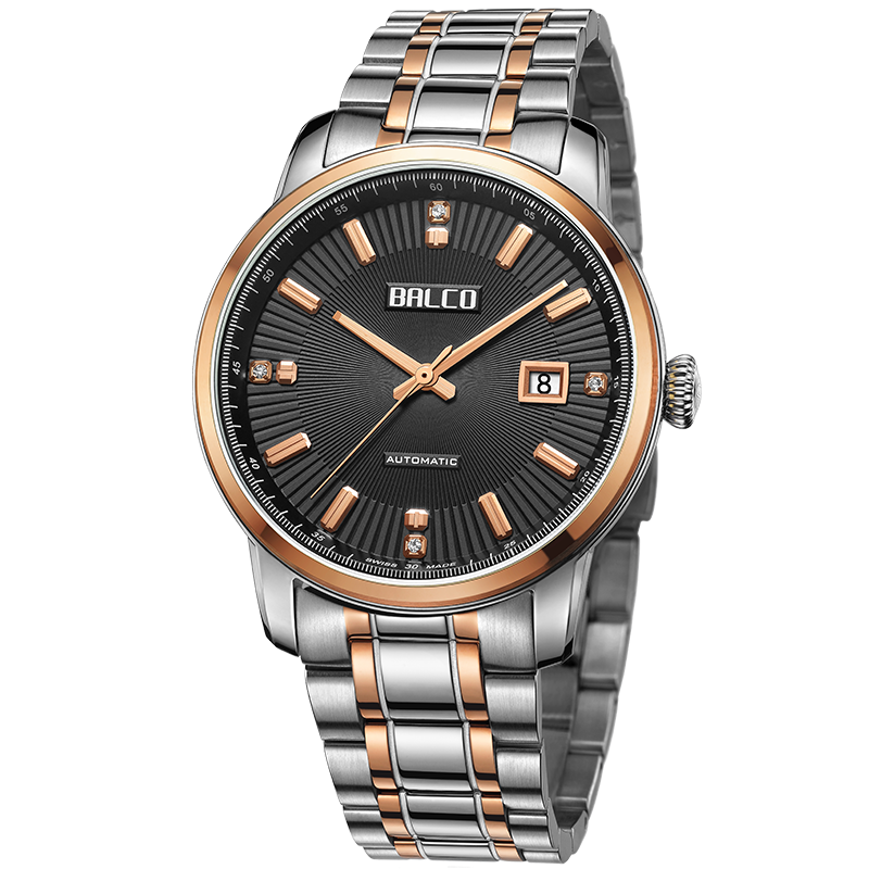 拜戈瑞士菱刀针设计机械钢带腕表