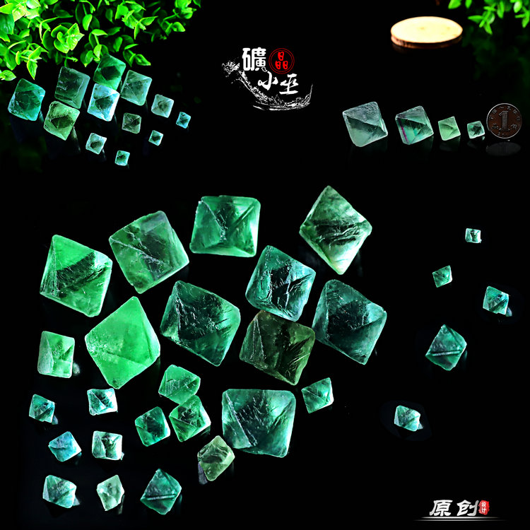 包邮精选大量八面体绿色萤石鱼缸diy材料摆件吊坠天然矿原石宝石
