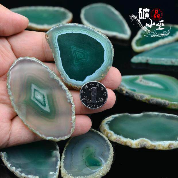 多款烤色绿色玛瑙片染色玛瑙吊坠diy饰品风铃天然原石2号