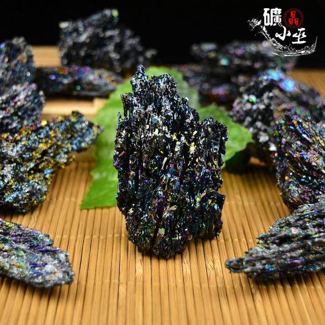 七彩碳化硅摆件diy一物一矿物晶体摆件彩色石头原矿矿石标本原石