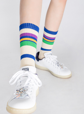 LIFEBEAT美式复古学院风Preppy系列中筒运动袜