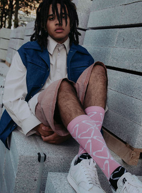 LIFEBEATxMAOMAO STUDIO联名设计师时尚印花中筒袜