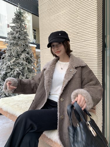 100绵羊毛双面穿复合皮毛一体皮草外套女2025新款爆款