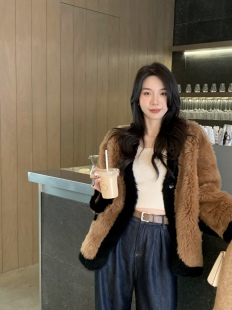 LMOMO 奶酥少女托卡皮毛一体羊羔毛韩版宽松中长款皮草外套女冬季