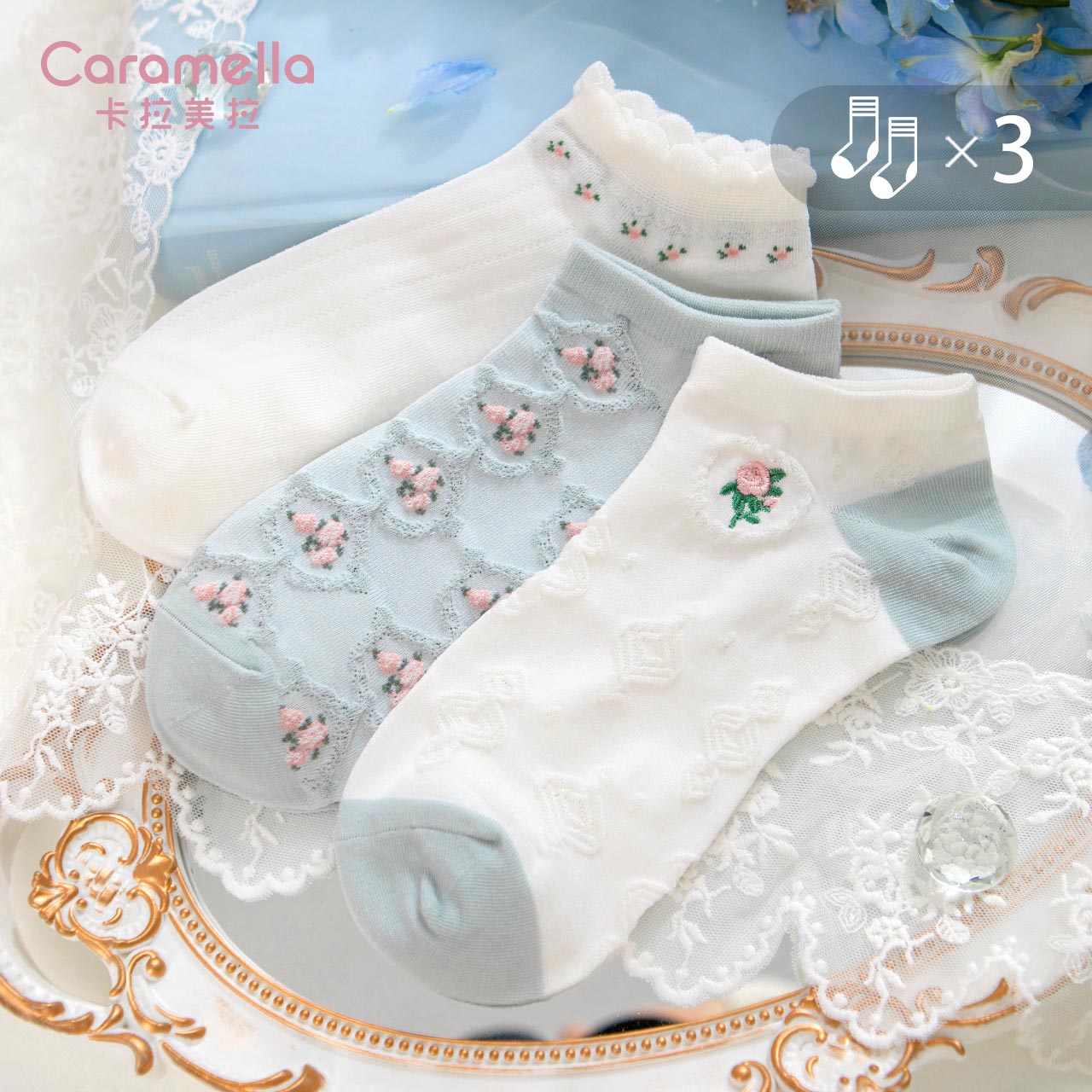 caramella袜子女短袜浅口春夏薄款ins潮船袜日系袜短款女棉袜子