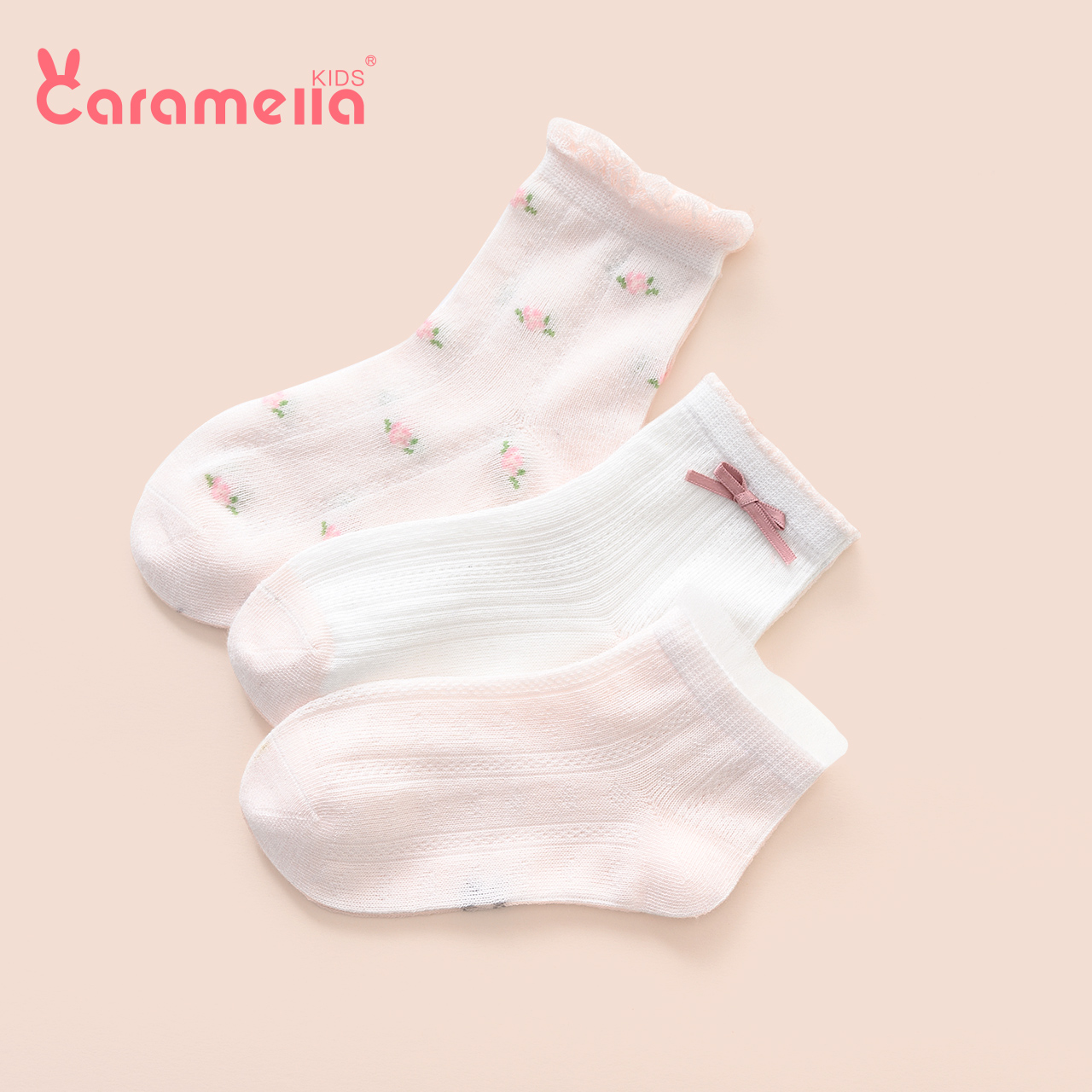 CARAMELLA宝宝婴儿童袜子春夏薄款女童中筒网透气公主可爱船袜子
