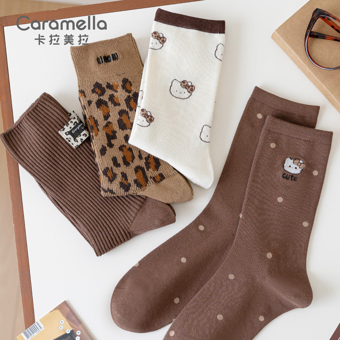 卡拉美拉2025秋冬新款袜子女士中筒袜堆堆袜舒适百搭棉袜潮流女袜