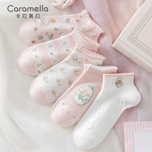 caramella夏季薄款可爱少女船袜