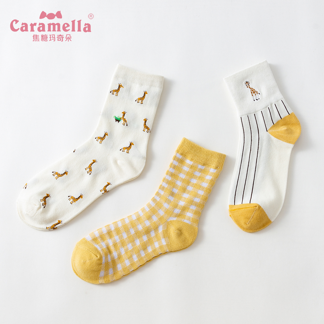 CARAMELLA袜子女春秋中筒袜棉袜可爱日系女士薄款ins潮卡通棉袜子