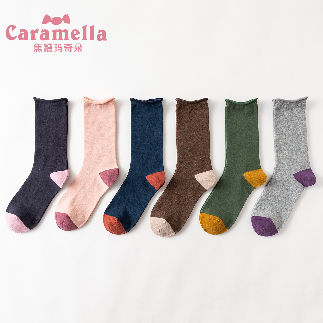 CARAMELLA长袜子女士棉袜秋冬季堆堆袜韩版中筒ins潮街头薄款学院