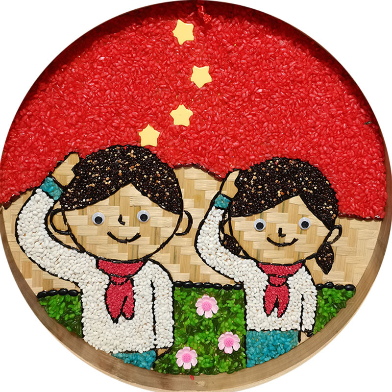 五谷杂粮粘贴画手工DIY种子画成品 粮食画豆子画竹筛画 半成品