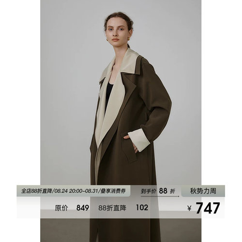 UNSPOKEN法式撞色风衣外套