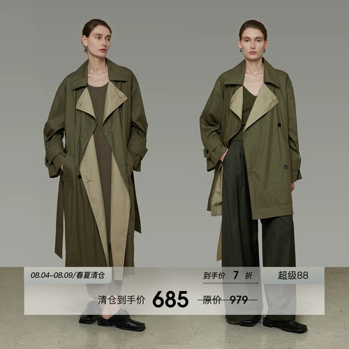 UNSPOKEN撞色翻领风衣