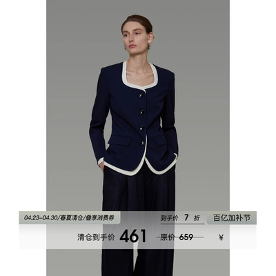 UNSPOKEN撞色方领收腰外套