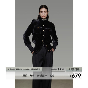 UNSPOKEN立领短款毛呢外套女冬季2025新款修身显瘦高级感呢子大衣