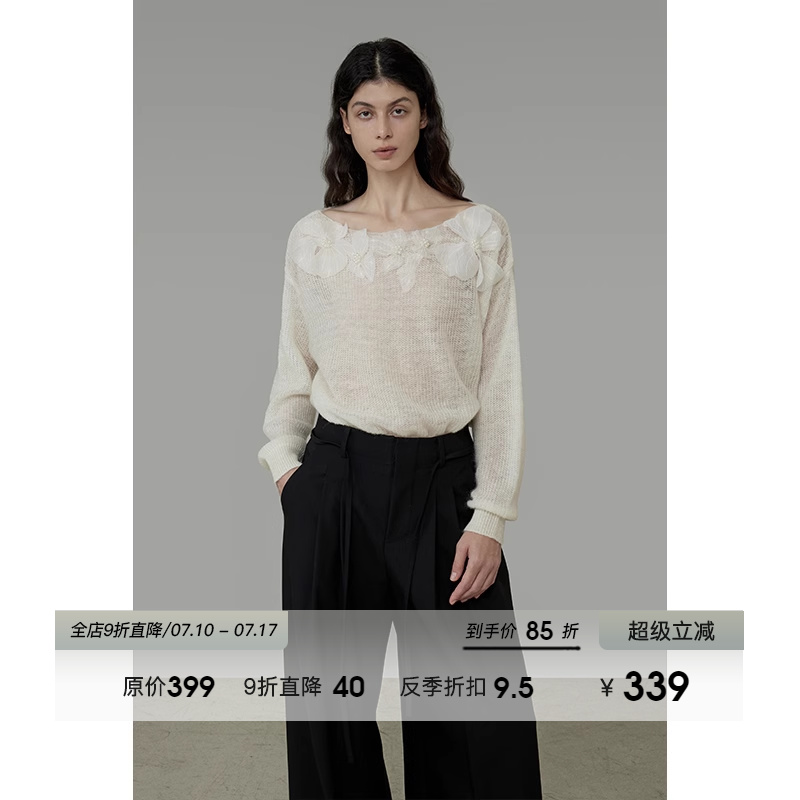 UNSPOKEN立體花裝飾針織衫