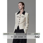 UNSPOKEN高级感撞色短外套女修身 上衣 收腰气质设计感小众复古春季