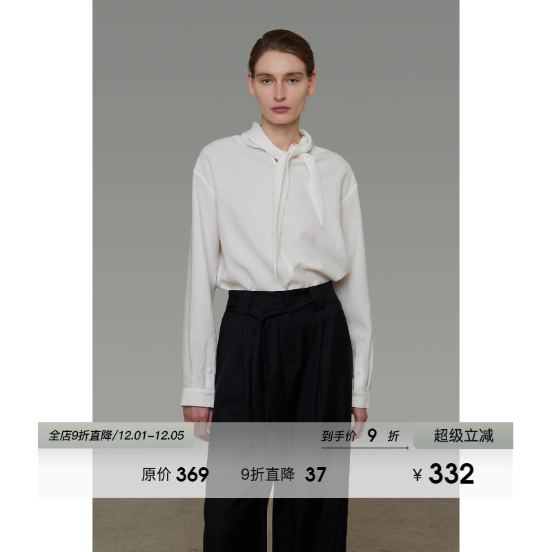 UNSPOKEN设计感领口系带衬衫