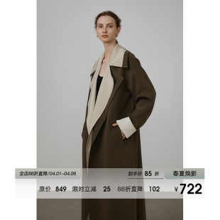 UNSPOKEN撞色风衣外套女春装 大衣 2026设计感小众高级感假两件长款