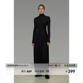 2026新款 UNSPOKEN修身 高领连衣裙女春季 简约高级感显瘦针织长裙子