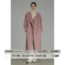 UNSPOKEN100羊毛双面呢大衣女冬高级感粉色毛呢外套中长法式 复古