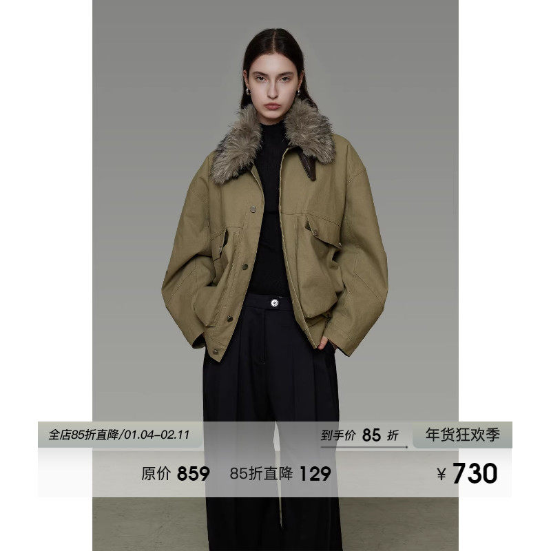 UNSPOKEN高级复古感大口袋毛领棉服女冬季简约休闲宽松短款棉衣,女装/女士精品,棉衣/棉服,淘宝优惠券,粉丝福利购,淘宝优惠卷