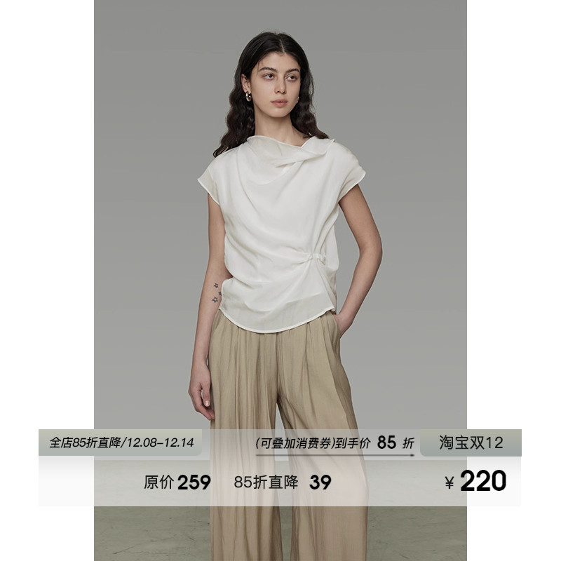 UNSPOKEN不规则领口白衬衫女2025夏季新款宽松设计感小众气质上衣