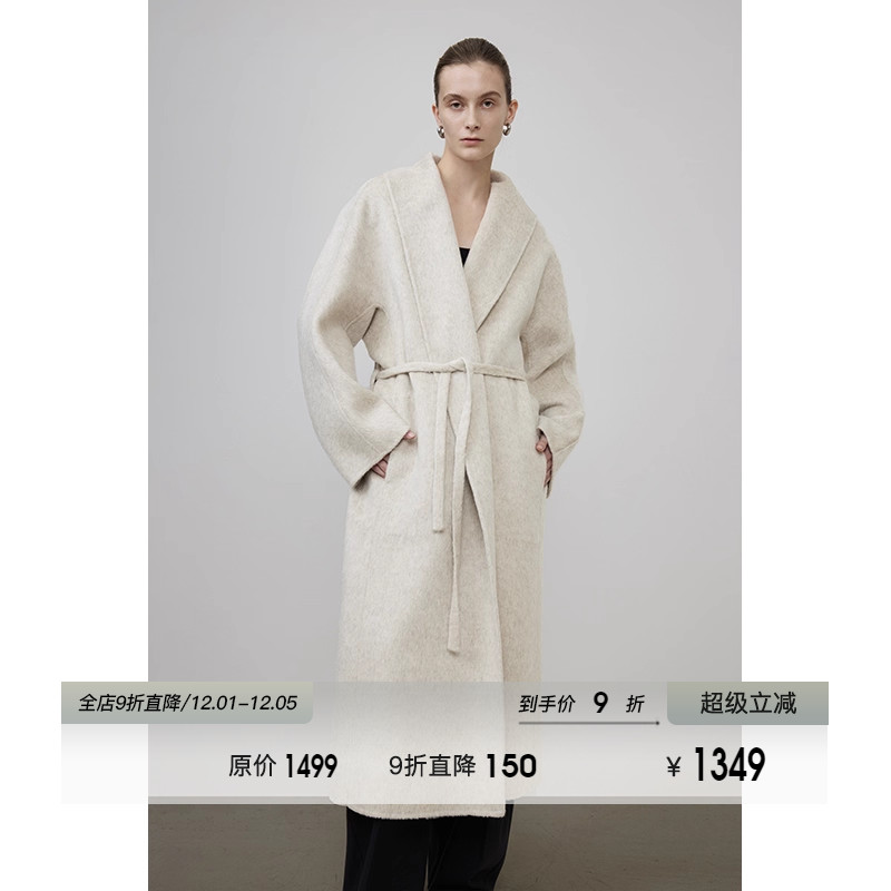 UNSPOKEN浴袍系带双面呢大衣