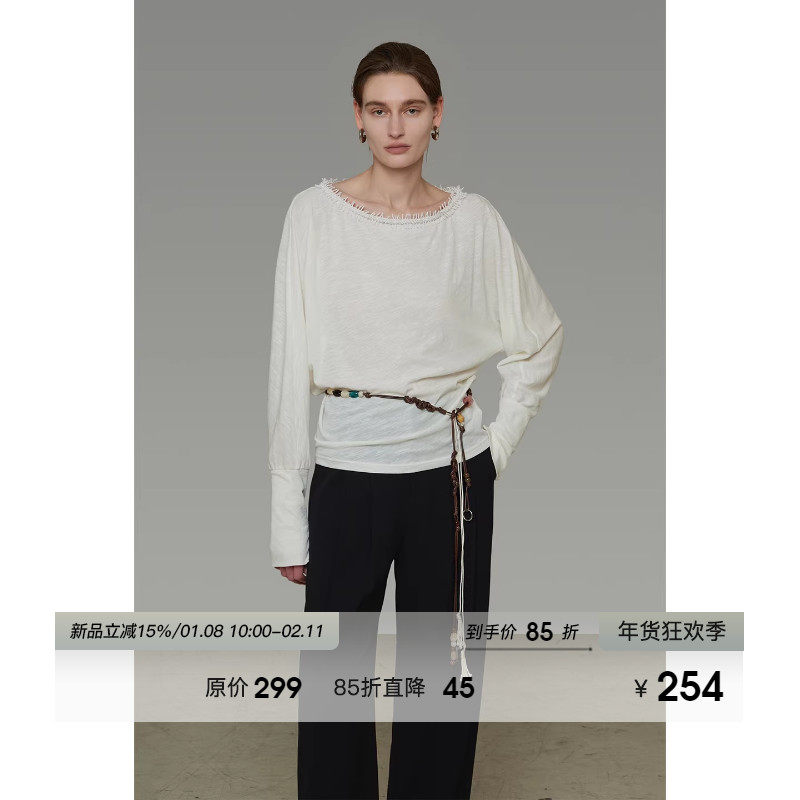 UNSPOKEN设计感珍珠领口针织衫女春季串珠腰链慵懒感气质长袖上衣,女装/女士精品,毛针织衫,淘宝优惠券,粉丝福利购,淘宝优惠卷