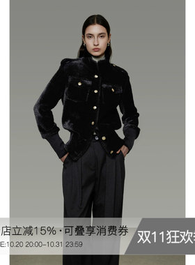 UNSPOKEN立领短款毛呢外套女冬季2026新款修身显瘦高级感呢子大衣