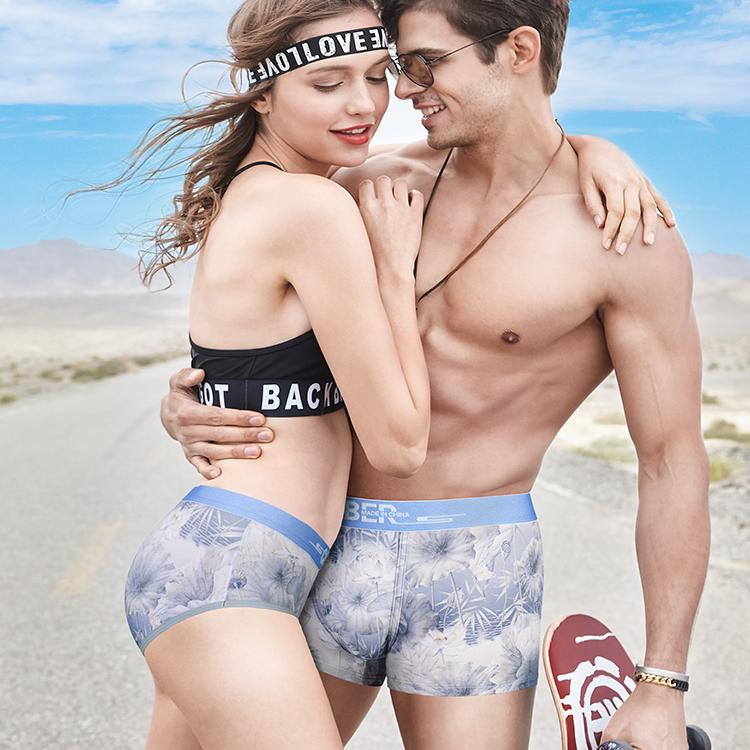 caber/卡百利2025春夏新品男士平角内裤墨荷新中式女三角情侣内裤