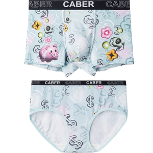 caber/卡百利2024夏季新款有钱花系列蓝色卡通莫棉抗菌情侣内裤