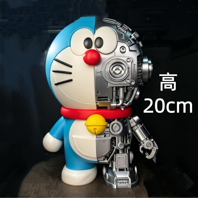 哆啦A梦 机器猫小叮当 终结者半机械风格卡通手办人偶摆件 高20cm