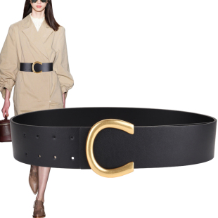 宽腰带女真皮装 收腰皮带简约百搭束腰腰封女 饰连衣裙子配大衣西装