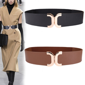 黑色头层牛皮腰带女宽时尚 真皮皮带配大衣腰封女装 饰毛衣裙子腰带