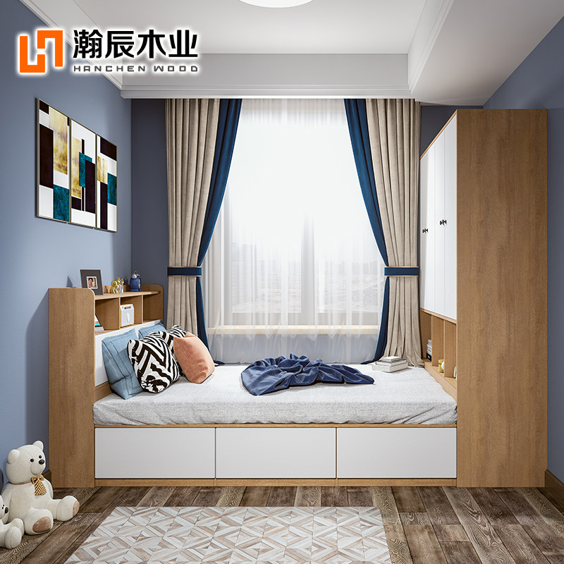 儿童床柜子一体带书桌小户型榻榻米床高箱储物收纳多功能衣柜床