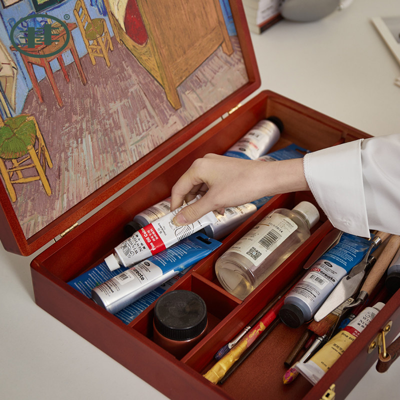 丰丰实木油画箱工具套装学生素描写生美术生专用画箱手提画架油画箱户外写生画板丙烯工具箱便携油画箱