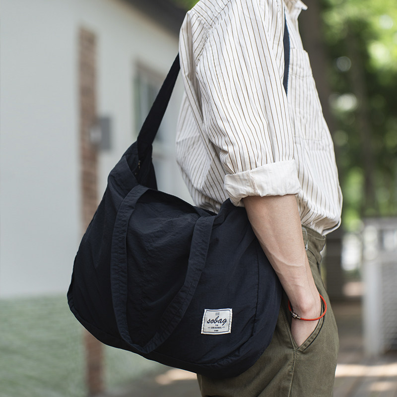 sobag日系街潮大容量单肩斜挎帆布包男山系手提休闲健身尼龙布包