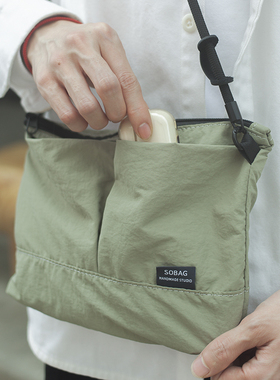 sobag轻便街头潮流斜挎小方包男休闲日系文艺防泼水尼龙单肩布包