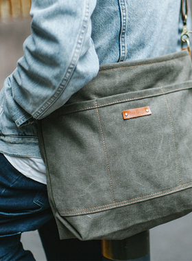 sobag复古阿美咔叽帆布工装包男斜挎日系军绿大容量港风单肩潮包