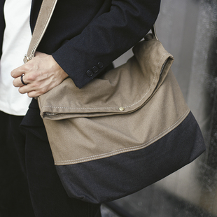 sobag卡其色U家同款 包 帆布斜挎大包男中性日系潮牌邮差包潮酷工装