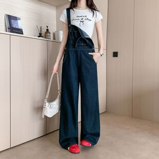 2026夏季新款女款减龄休闲牛仔背带裤美式复古宽松百搭阔腿连体裤