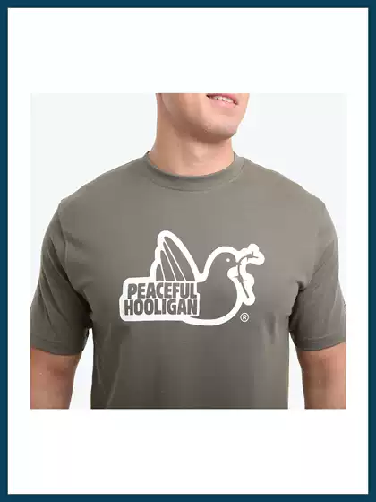 Peaceful Hooligan Light Army Green Round Neck Short-Sleeved Classic T-Shirt Outline (Original Price ¥348)