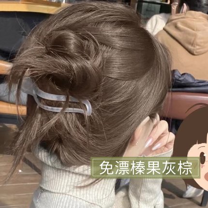 榛果灰棕色染发膏女植物正品泡泡染发剂免漂亚麻棕纯自己在家染发